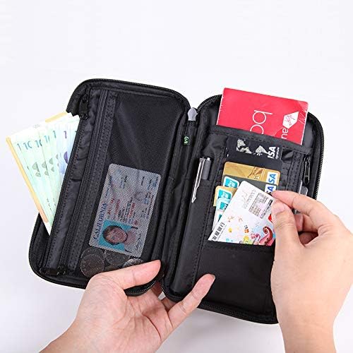 GOX Passport Holder for Travel Family RFID Neck Wallet for Traveling Women Travel Pouch for Passport and Documents with RFID Waterproof Zipper Passport Case (Black)