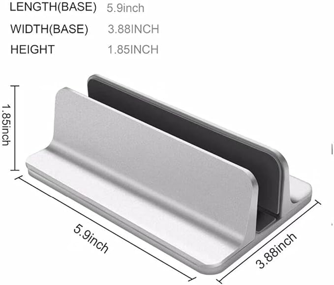 Vertical Laptop Stand Holder, Desktop Aluminum Notebook Stand with Adjustable Dock Size(Up to 17.3 inch) Compatible with All Lenovo/MacBook Pro/Air Dell Hp Surface iPad Gaming Laptops(Silver)