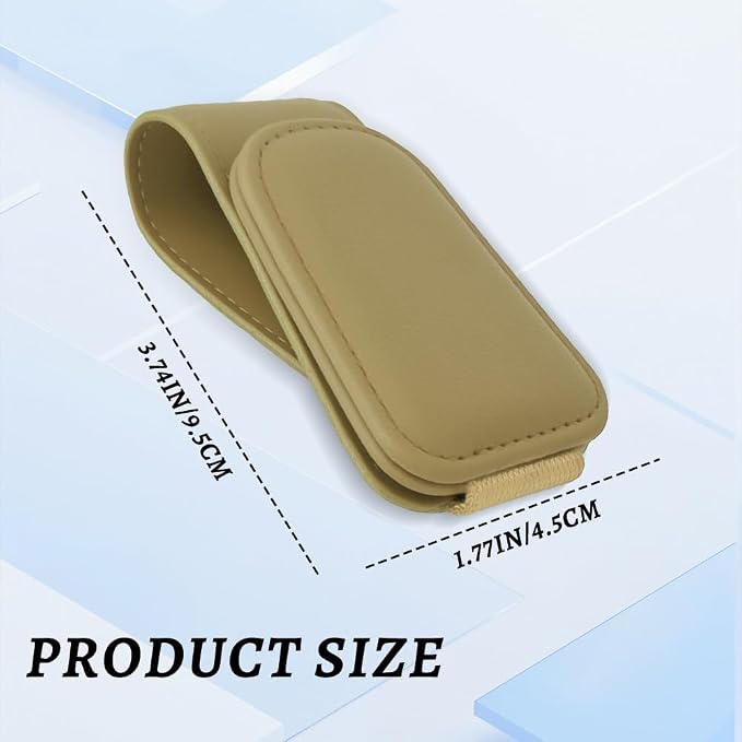 Sunglass Holder for Car, Car Sunglass Holder, Magnetic Leather Sunglasses Holder and Ticket Card Clip, Auto Multi-Functional Sun Visor Eyeglass Holders for SUV Pickup Truck (Beige)