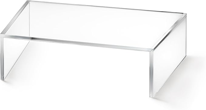 Red Co. Set of 3 Modern Clear Acrylic Desktop Computer Monitor Stands with Adjustable Length & Angle, 14.7” x 9” x 4”