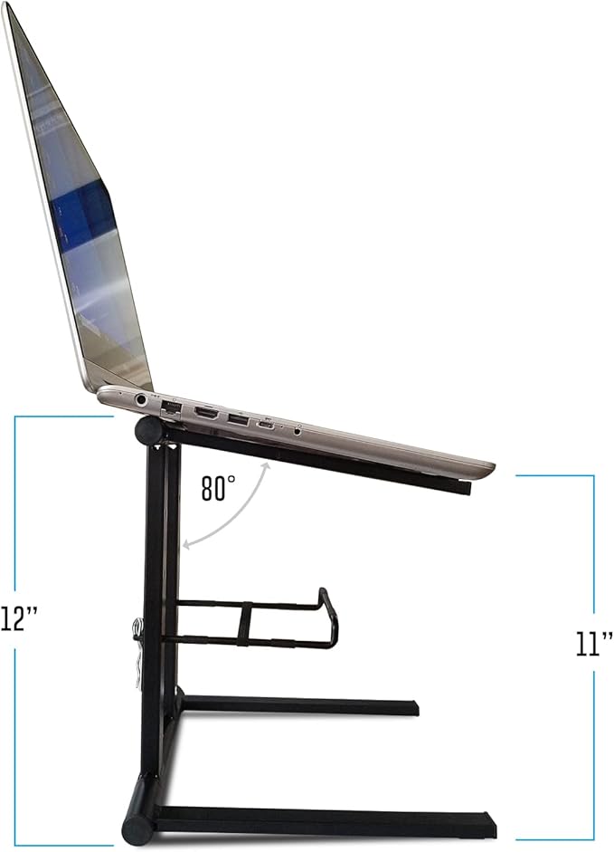 AXA AXCESSABLES DJ Laptop Stand with Travel Bag | Portable Foldable Aluminum Laptop Stand for Laptops up to 15 inches and 20lbs | No Assembly Required, Includes Carrying Bag