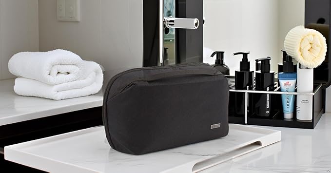 GOX Mens Toiletry Bag, Dry Wet Separate Travel Bag, Dopp Kit Case For Travel, Small Hanging Cosmetics Organizer Pouch (Black)