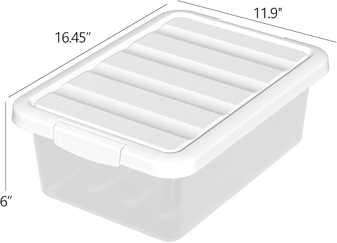 14 Quart Plastic Clear Storage Bin, Stackable Latching Box with Lid, 2 Packs