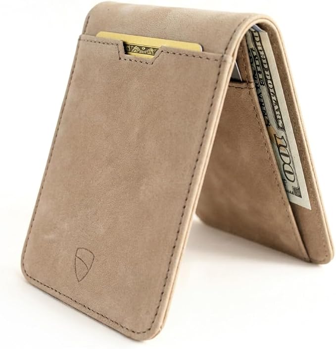 Vaultskin MANHATTAN Slim RFID Blocking Bifold Leather Wallet for Men - Men’s Leather Wallet, Front Pocket Minimalist Card Holder, Holds 9 Cards and Cash, Premium Italian Leather