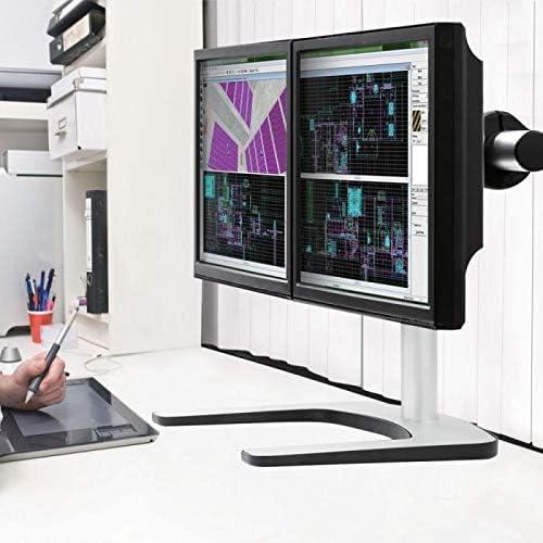 Atdec VFS-DH Dual Freestanding Horizontal Desk Monitor Mount (Supports two displays horizontally up to 27?? with horizontal or vertical orientation, swivelling heads and QuickShift mechanism, Silver,Polished Silver