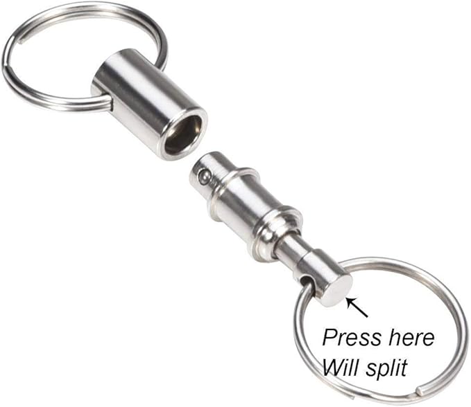 2 Pack Quick Release Detachable Pull Apart Key Rings Keychains,Double Spring Split Snap Seperate Chain Lock Holder Convenient Accessory Gift