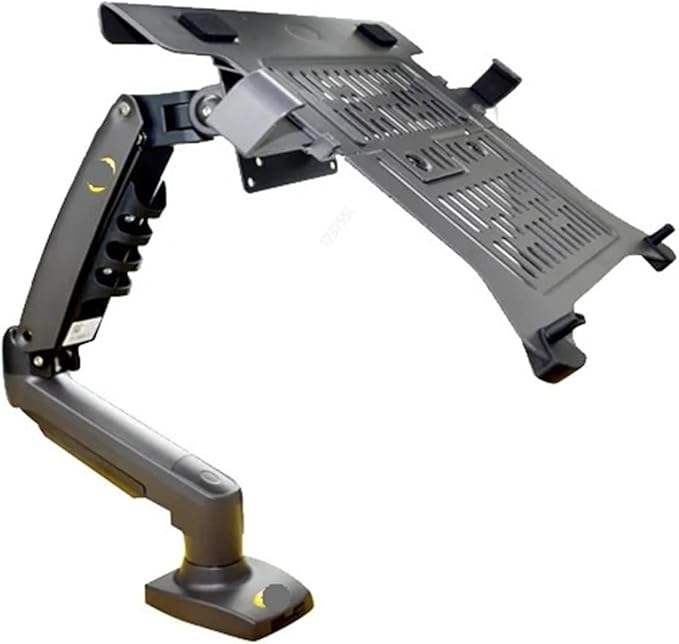 F80 + FP-2 Full Motion 360 Swivel Pivot 2-9kg Gas Spring Arm 10"-17" Laptop Tray Desk Stand Clamp 10-90mm Grommet Hole(Matte Charcoal)