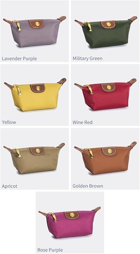 Womens Unique Change Purse Vintage Nylon Zip Coin Wallet Mini Bag (Apricot)