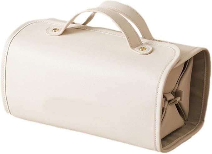 Makeup Bag,Leather Waterproof Cosmetic Bag,Toiletry bag for women,Travel Makeup Bag,Travel Makeup Case, Make up Accessories,Cosmetic Bag,Makeup bag organizer (1, White)