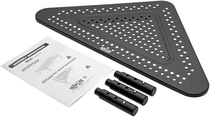 Tripp Lite Computer Monitor Stand, Corner Desk Monitor Stand for L Shaped Desk, Adjustable Height, 12 x 20 in., Metal, Black (MR1220M)
