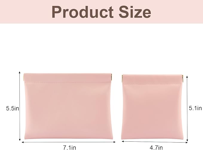 2 PCS Ladies Small Makeup Bag for Purse,Small Makeup Pouch,Purse organizer,Coin purse lipstick Cosmetic Accessories Organizer,Travel Set Organizer,Waterproof Portable Zipperless Self-Sealing (Pink)