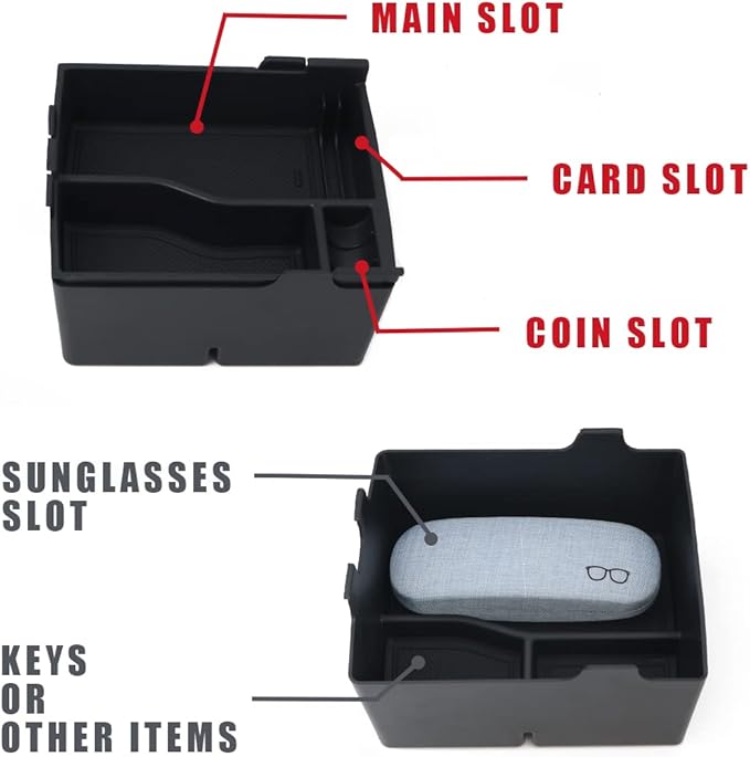 Muslogy for Maverick Center Console Organizer Tray 2 Layers Armrest Storage Box Secondary Insert Tray ABS Material Pickup Interior Accessories Compatible with Ford Maverick 2022-2026 (Black)