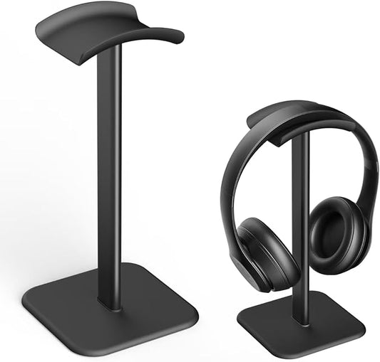 Headphone Stand for Desk - Headset Stand with Aluminum Hanger and Plastic Headrest, Headphone Holder for AirPods Max, Sony, Bose, Beats and More (Black)