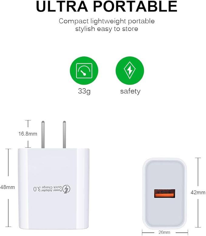 Android Fast Charging Plug - Rapid Micro USB Charger Cable Compatible for Samsung Galaxy S7,S6,J8,J7,J3V, LG Stylo 2 3 Plus,Moto G5,G5 Plus,E5 Play E6 E4