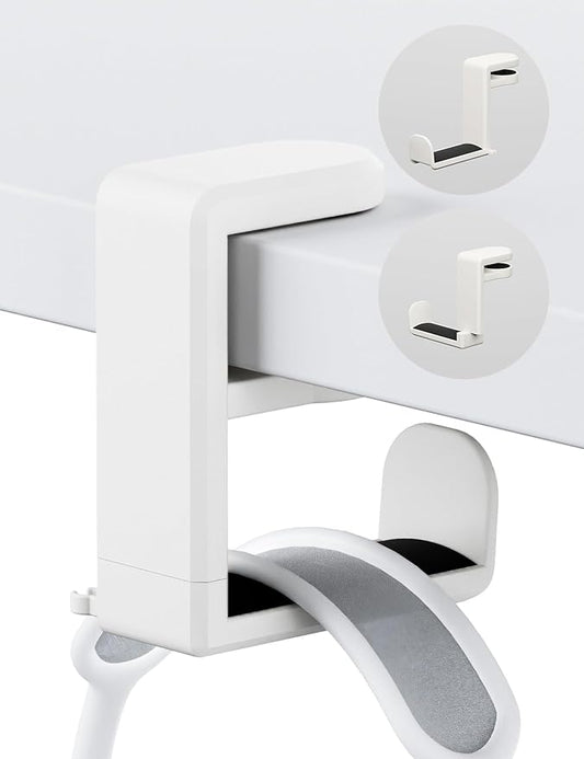 Headphone Hook - Under Desk Headphone Holder with 360-Degree Adjustable Rotation (Creamy White)