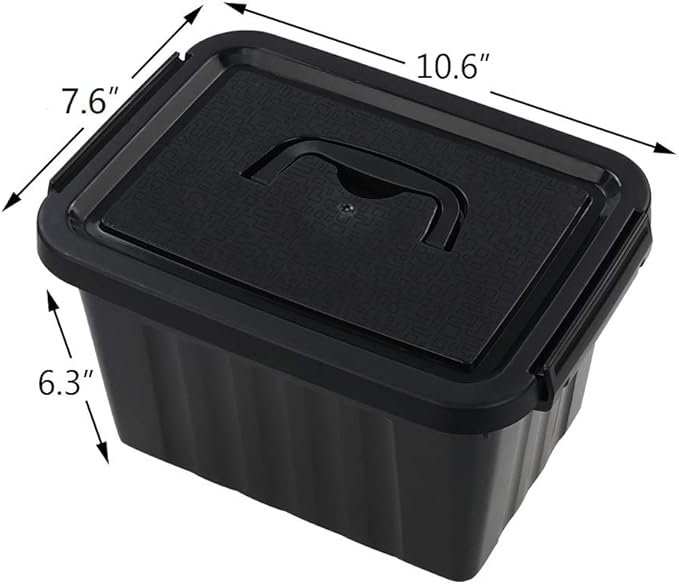 6 Quart Black Plastic Storage Latching Box Bin with Handles, 6 Packs