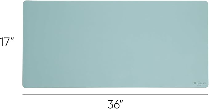 Smead Desk Pad, Vegan Leather Desk Mat with Non-Slip Faux Suede Backing, Perfect Desk Organizer for Office Decor, 36” x 17” Large, Superior Blue (64830)