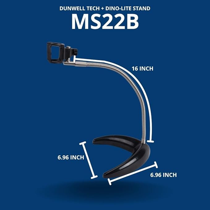 Dunwell Tech, Inc MS22B Flex-arm Desktop Stand (Black), ~16 Inch Height - Designed for Dino-Lite AM2111, AM3111, AF3113, WF3113, and Casual Use