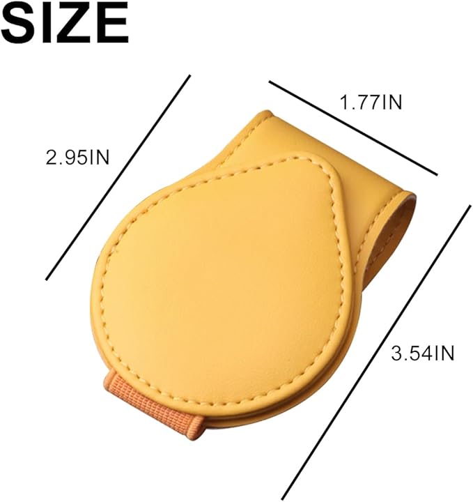 Mandark Magnetic Sunglass Holder for Car Visor, Leather Vehicle Eyeglass Hanger Clip, Automotive Interior Ticket Card Glasses Organizer Clamp Accessories, Universal for SUV, Sedan, Truck(Yellow)