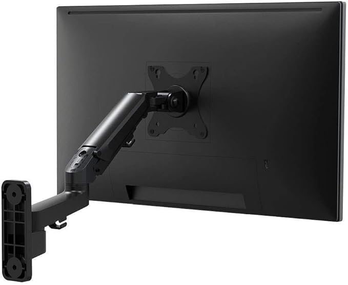 Monoprice Full Motion Wall Mount - for Monitors Up to 27 Inch, Adjustable Gas Spring, 2-Segment, Supports Max Weight 15.4 Pounds, Black - Workstream Collection