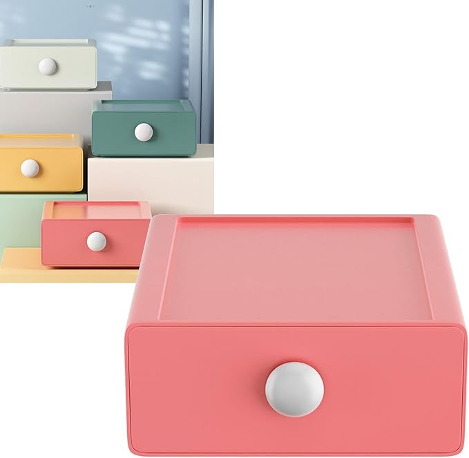 Desk Drawer Organizers, Multifunctional Large Capacity Desktop Storage Box Desk Storage Drawer For Home Office (Tangerine Red)