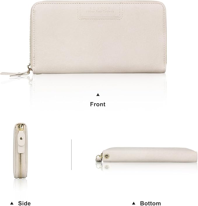 FT FUNTOR Wristlet Wallets for Women, Ladies PU Vegan Leather Clutch Wallet Zip around Phone Purse Card Holder Organizer
