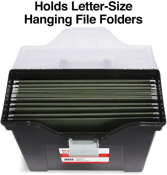 STAPLES Slim Portable File Tote, Letter Size, Black, 2/Pack