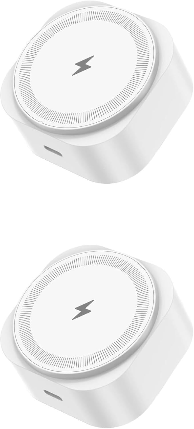 Wall Outlet Wireless Charger, Qi2 15W MagSafe-Compatible Magnetic Phone Charger with USB-C Port, Plug-in Cordless Design for Kitchen & Nightstand, iPhone 17/16/15/14/13/12, White,Pack of 2