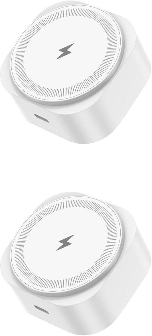 Wall Outlet Wireless Charger, Qi2 15W MagSafe-Compatible Magnetic Phone Charger with USB-C Port, Plug-in Cordless Design for Kitchen & Nightstand, iPhone 17/16/15/14/13/12, White,Pack of 2