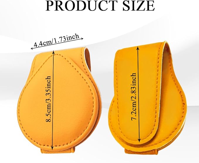 Magnetic Sunglass Holder for Car Visor, Sunglasses Visor Clip, Magnetic Leather Vehicle Glasses Ticket Card Clip, Automotive Eyeglass Hanger Organizer Accessories for Most Vehicles (Yellow)