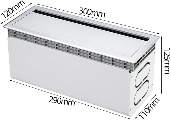 Aluminum Alloy Cable Management Box with Dustproof Brush, Silent Buffered Flip Lid Desk Wire Organizer, Embedded Mounting Desktop Cord Hider, Silver(silver)