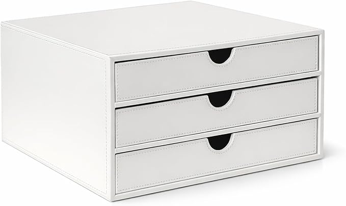 UnionBasic Document Organizer, 3-Drawer File Cabinet Document Storage Box, Office Desktop Filing Organizer, White