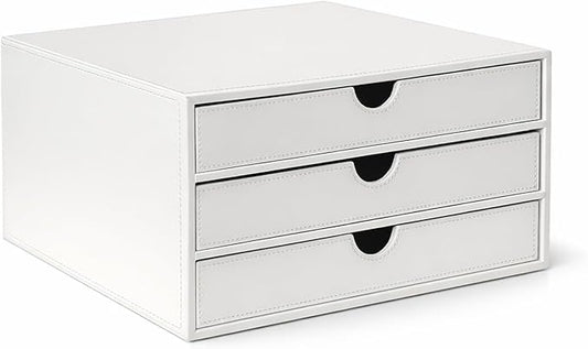 UnionBasic Document Organizer, 3-Drawer File Cabinet Document Storage Box, Office Desktop Filing Organizer, White