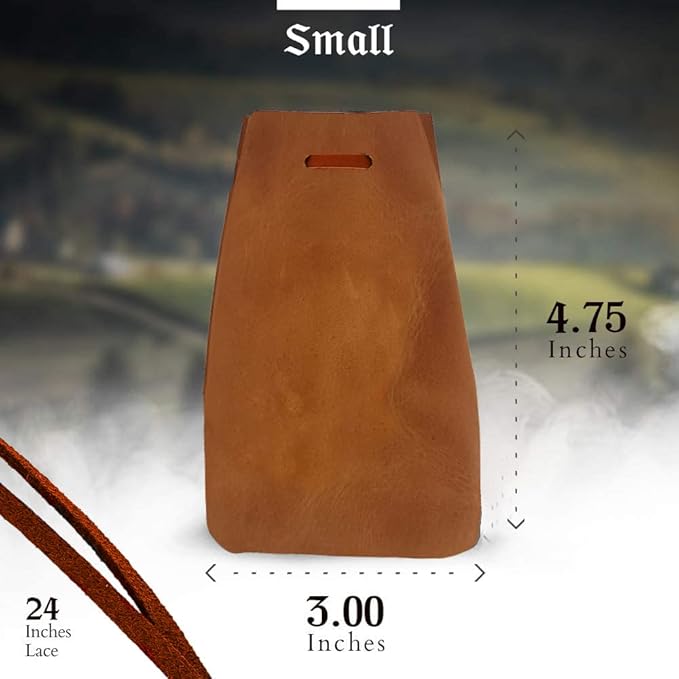 Leather Drawstring Pouch, Coin Bag, Medicine Tobacco Pouch Medieval Reenactment Made in U.S.A. by Nabob Leather Size 4.75" x 3" Rustic Orange