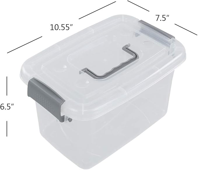 Readsky 5 L Clear Plastic Latch Box with Lids and Handle, 6 Packs