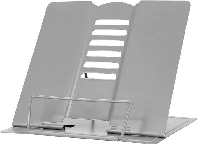 Book Stand Reading Adjustable Standing Kitchen Foldable Tray and Page Paper Rest Holder Document, Cookbook, Textbooks, Music Books Portable Metal Stand for Office Home Student