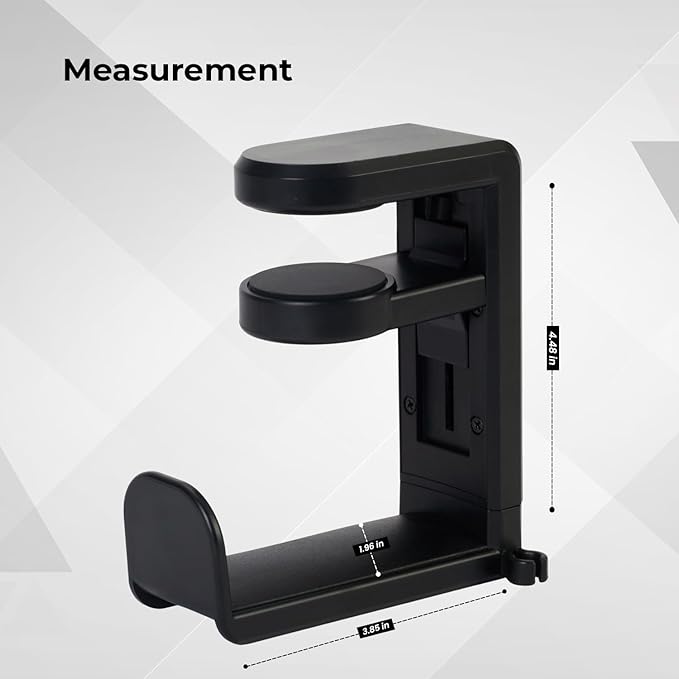 Headphone Stand for Desk - Clamp On Headset Holder with 360° Rotation & Cable Management - Universal Desktop Headphone Hanger Hook for All Headsets