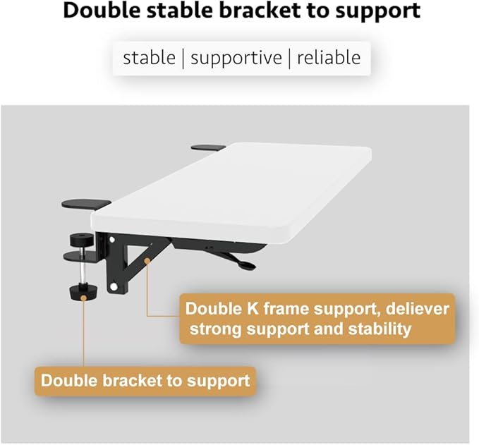 HONJIE Ergonomics Desk Extender Tray, Suitable for Office. Foldable, Punch-Free Clamp on.Computer Keyborad Tray, Desk Extension Board(21.65"*9.45"(55cm*24cm), White Carbon Fiber)…