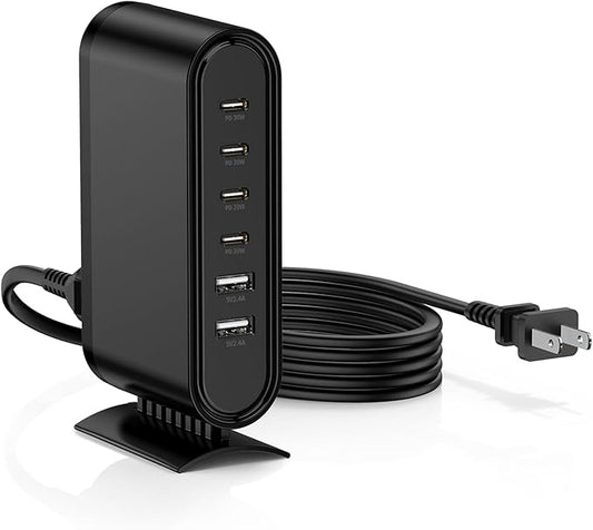 USB C Charger Block Fast Charging Station,6-in-1 Desktop Charger Adapter,USB Laptop Brick Hub for Apple Watch iPhone 17/16 15/14/13/Pro Max,iPad Air,MacBook,Samsung Galaxy S24+/S23 Ultra,Android