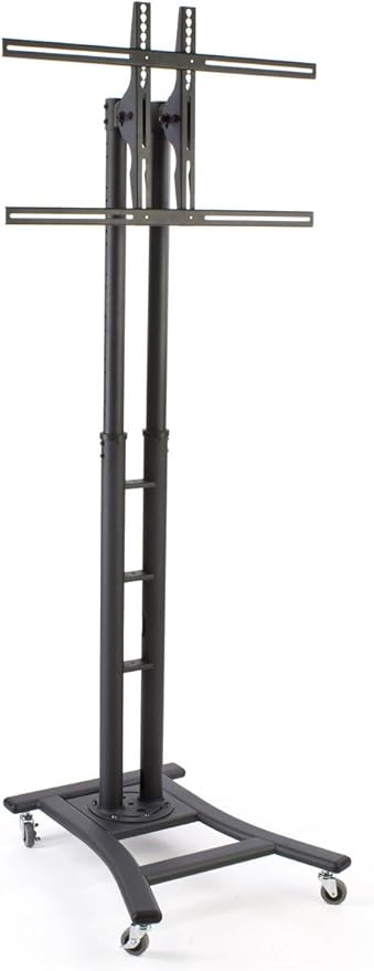 Mobile LCD Display Stand for a 32 to 65 inch Flat Panel Monitor, Height-Adjustable with Tilting Bracket - Black