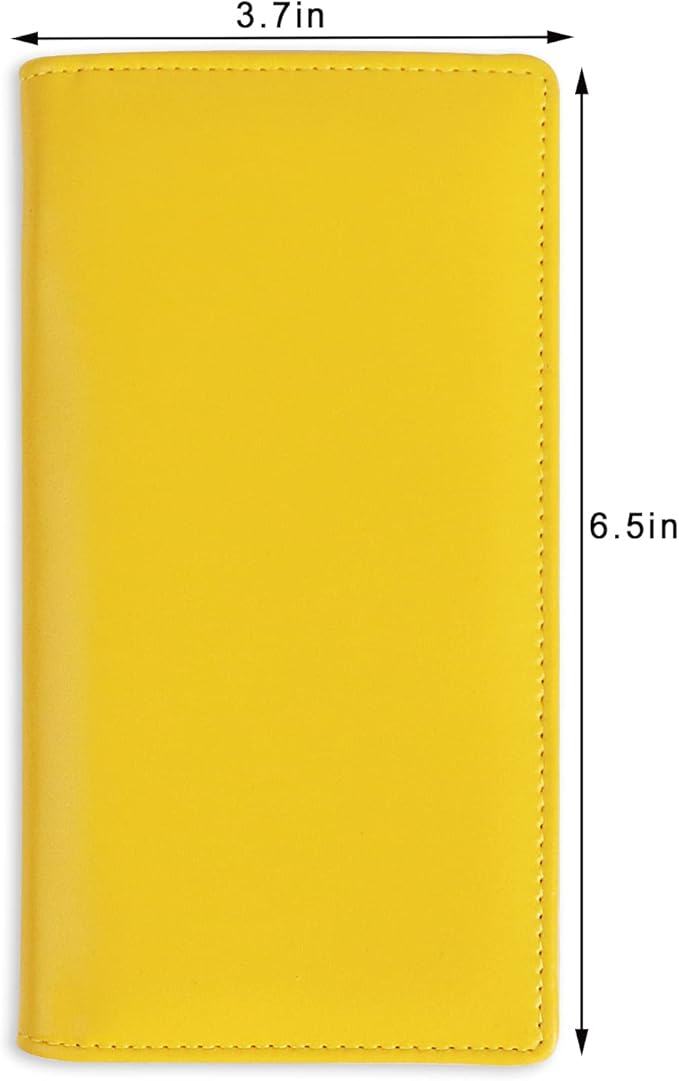 Sanlykate Leather Checkbook Cover for Men and Women, Check Book Case Card Holder with Free Divider, Standard Register Duplicate Checks with pen inserts, Yellow
