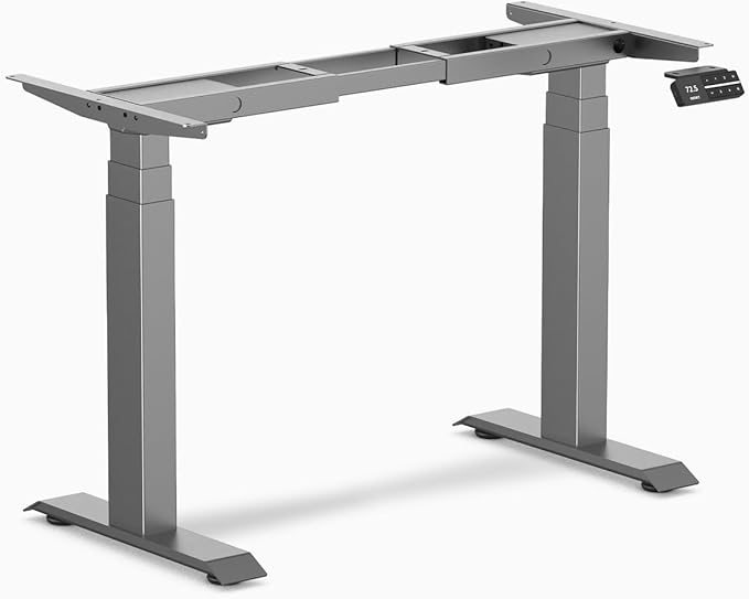 Desky Dual Mini Electric Standing Desk Frame ??Compact Height Adjustable Sit Stand Base with Dual Motors, Steel Frame, Memory Settings for Home Office & Small Spaces (Matte Black)