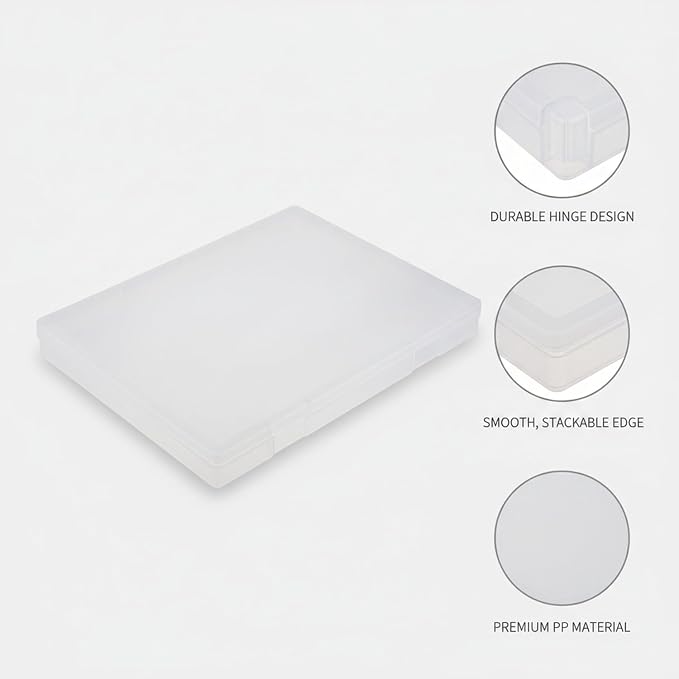 Storage Box, Transparent Stackable PP Plastic Container with Lid for Desktop Organization of Stationery and Documents (1 PC)