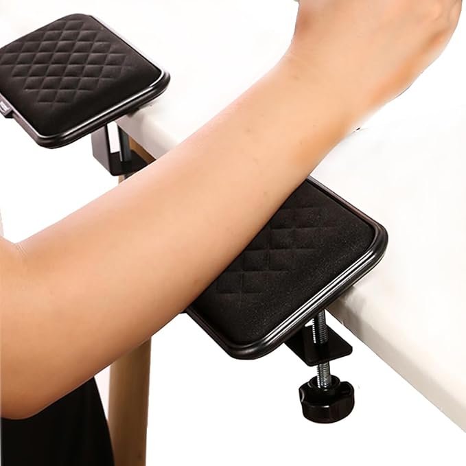 Ergonomic Armrest Mouse Tray Under Desk Arm Support Mouse Pad Attachment Mousepad Arm Rest Mouse Platform Clamp On Office Desktop Gaming Elbow Wrist Rest Desk Mounted Elbow Support