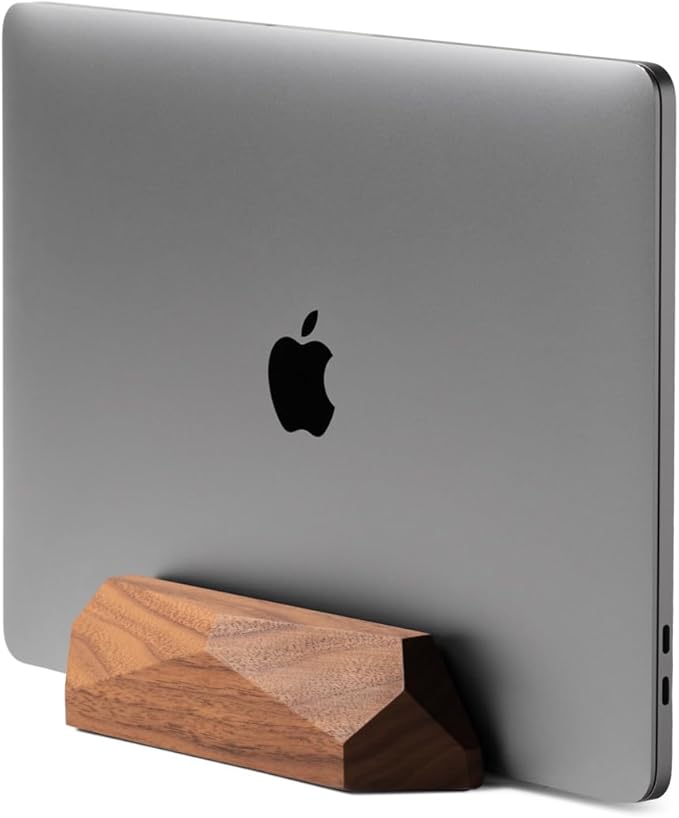 Oakywood Vertical Laptop Stand Wood - Adjustable Wooden Dock for Desk, Compatible with All MacBook Pro, MacBook Air, iPad, Handmade Walnut Oak Wood, Computer Stand, Laptop Holder