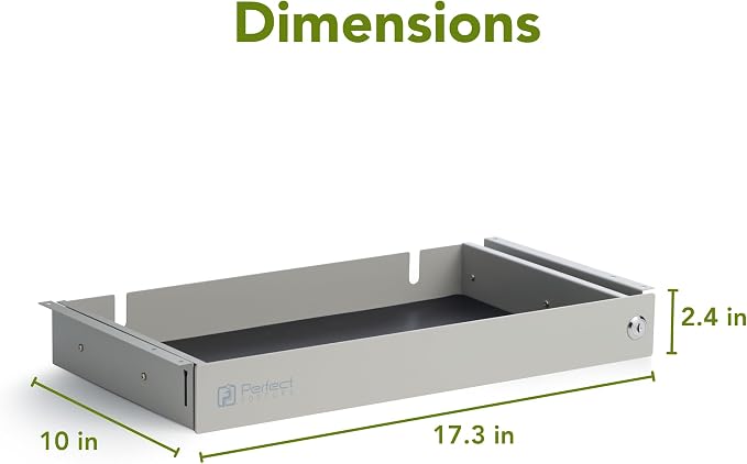 PERFECT POSTURE Max Under Desk Storage Drawer – Large Desk Drawer with Lock for Regular & Sit-Stand Standing Desks, Gray (19.3" x 10")