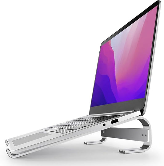 MMOBIEL Laptop Stand - Riser 10 to 18 inches - Ventilated Holder Universal - Laptop Stand for Desk Compatible with MacBook, Notebook, ASUS and More - Incl. Tools - Aluminum