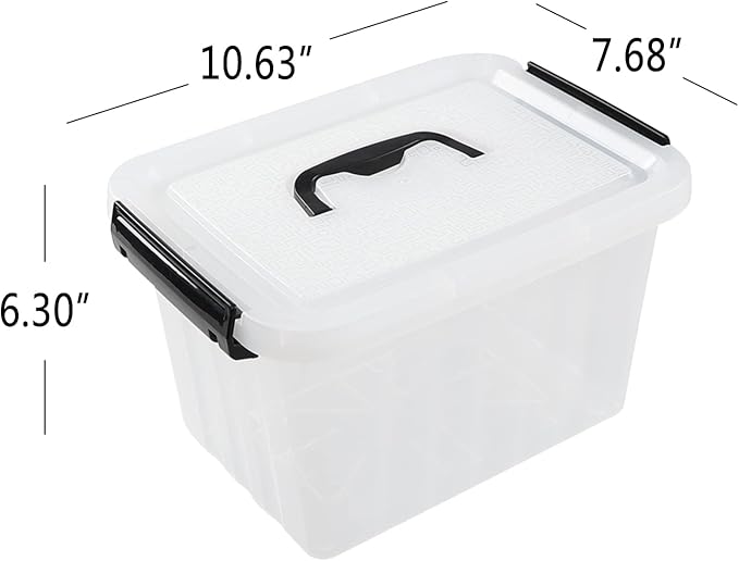 Sandmovie 6 Quart Clear Plastic Storage Bins with Lids, 6 Packs