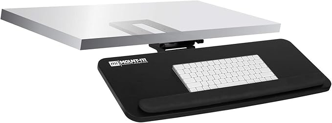 Mount-It! Under Desk Keyboard Tray, Slide-Out Keyboard Drawer with Height, Tilt and Swivel Adjustment, 25" x 10" Keyboard & Mouse Platform with Wrist Rest, Bolt-On Under Desk Mount