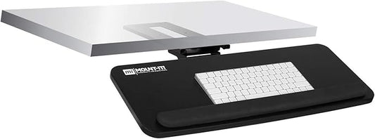 Mount-It! Under Desk Keyboard Tray, Slide-Out Keyboard Drawer with Height, Tilt and Swivel Adjustment, 25" x 10" Keyboard & Mouse Platform with Wrist Rest, Bolt-On Under Desk Mount